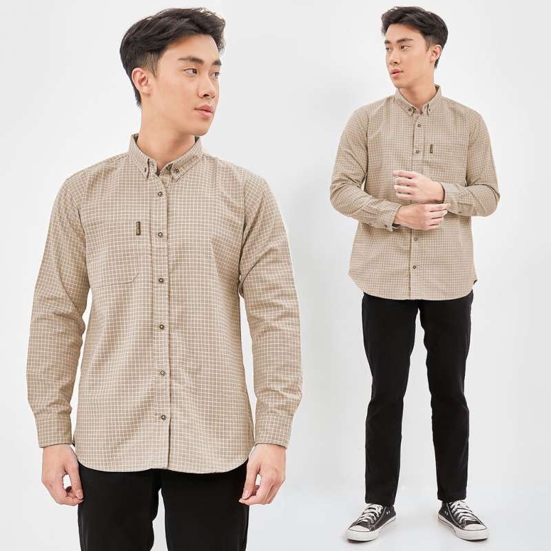 Promo KUROTA SHOP ATASAN KEMEJA LENGAN PANJANG PRIA ALTON CREAM PLAID