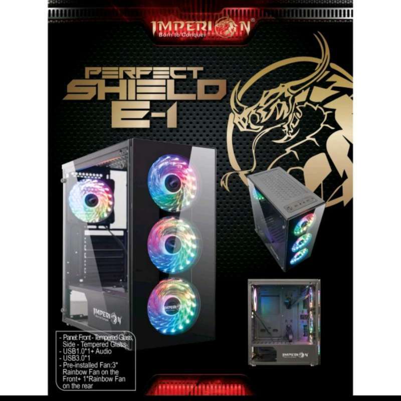 Jual Casing Gaming Imperion Atx Glass Perfect Shield E1 Free 4fan Di ...