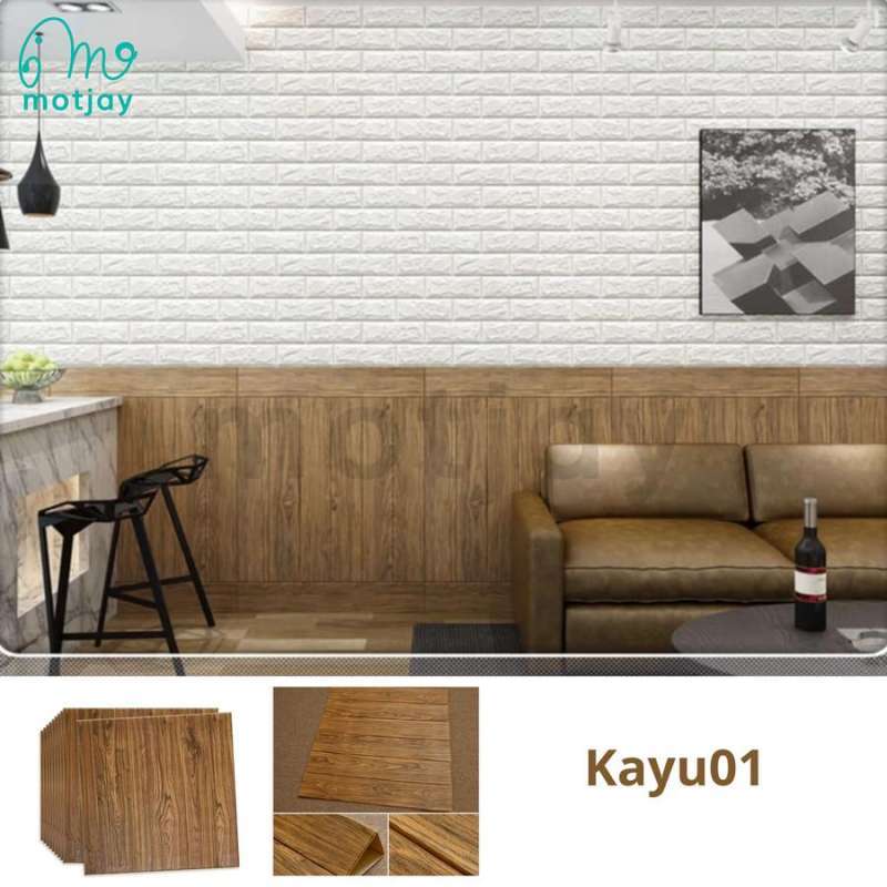 Jual Wallpaper Dinding 3D Kayu Foam Motif Kayu Ukuran 35x70 cm Kayu01