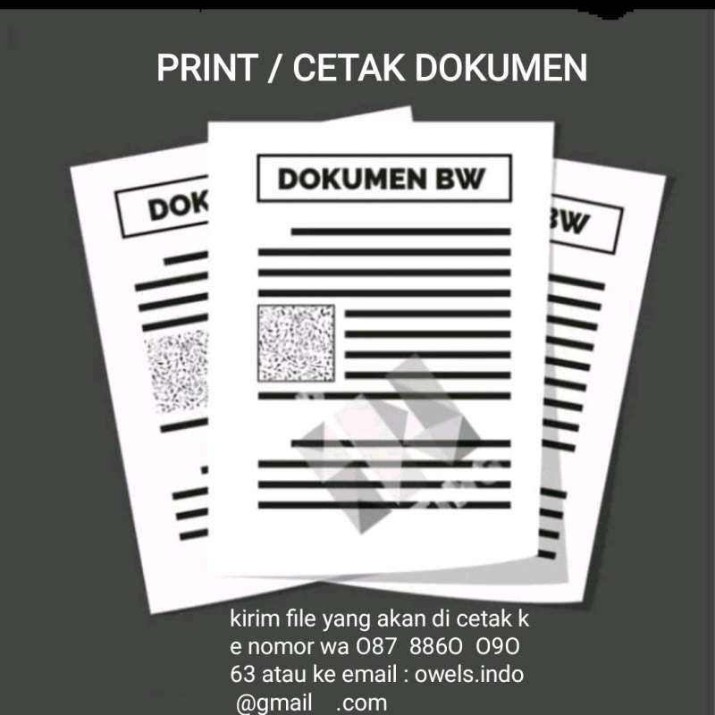 Jual PRINT DOKUMEN / CETAK DOKUMEN KERTAS HVS HITAM PUTIH di Seller