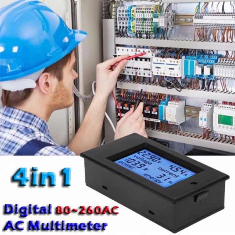 Jual Premium Ac Multi 4in1 Meter Lcd Voltmeter Ammeter Watt Energy Kwh ...