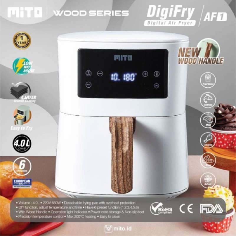 Jual MITO AF1 Digital Air Fryer 4 Liter Low Watt dan Garansi Resmi di