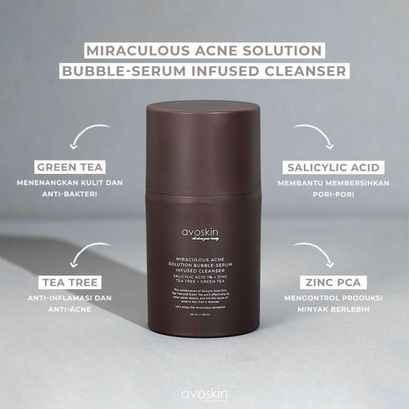 Jual Avoskin Miraculous Acne Solution Bubble-serum Infused Cleanser ...