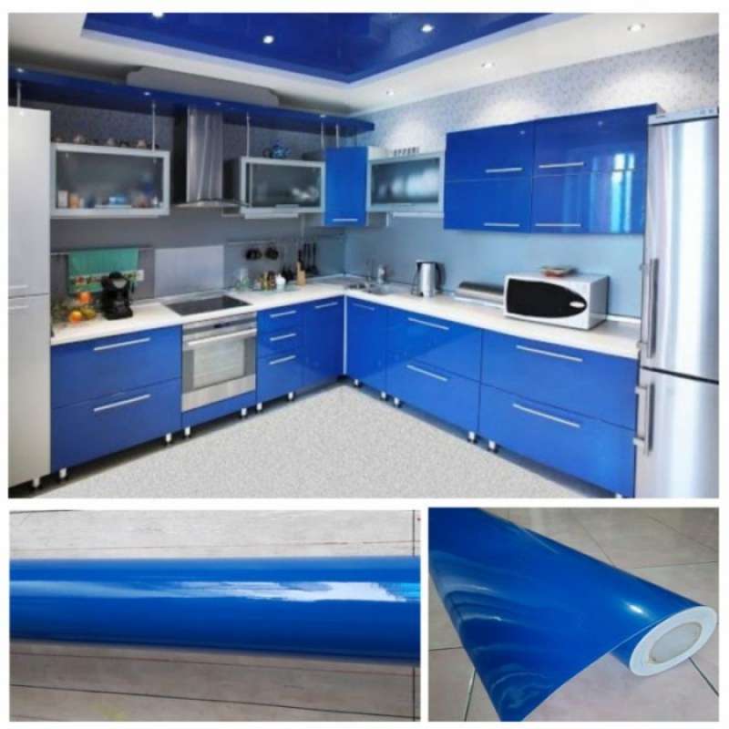 Jual Sticker Wallpaper Stiker Furnitur Lemari Meja Warna biru Wall