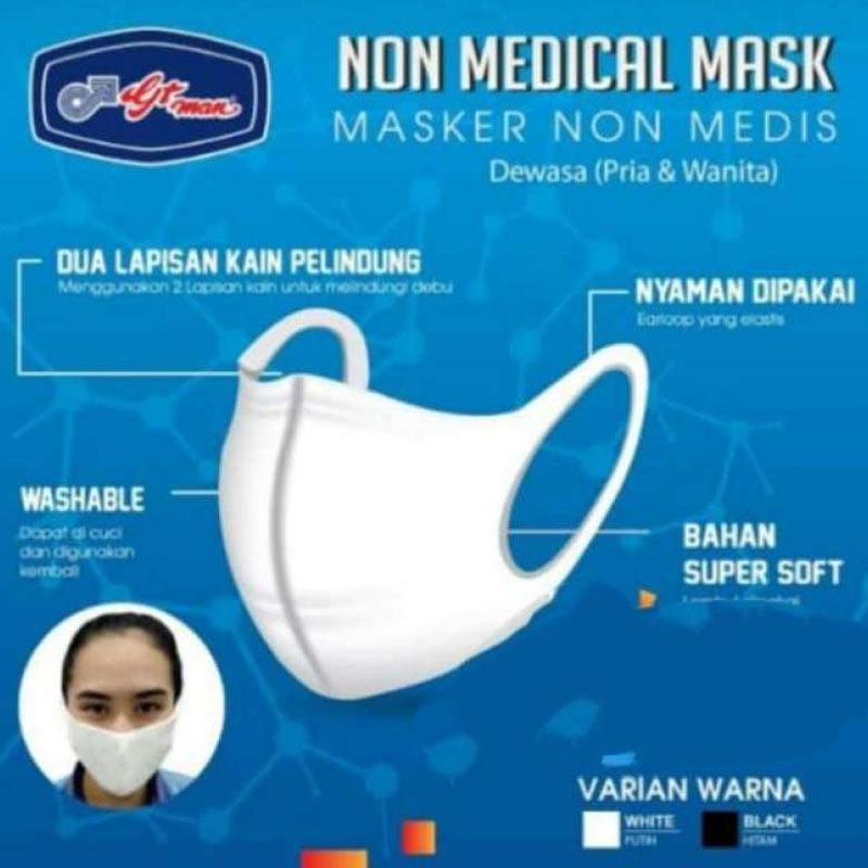 Promo GT Man Mask Masker Kain Non Medis - Hitam [2 Ply] Diskon 44% di ...