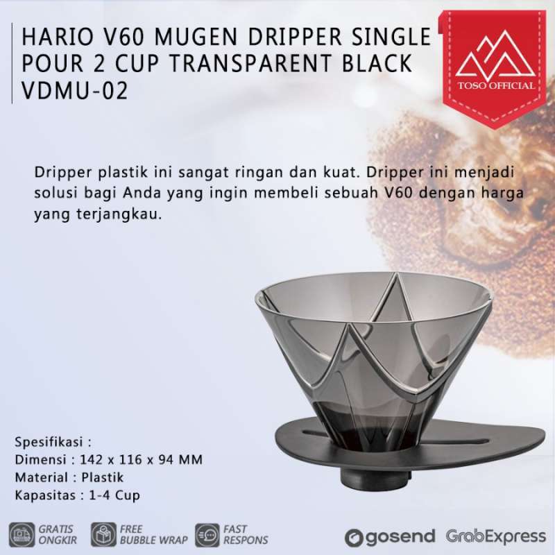 Jual HARIO V60 ONE POUR PLASTIC DRIPPER MUGEN VDMU02TB BLACK