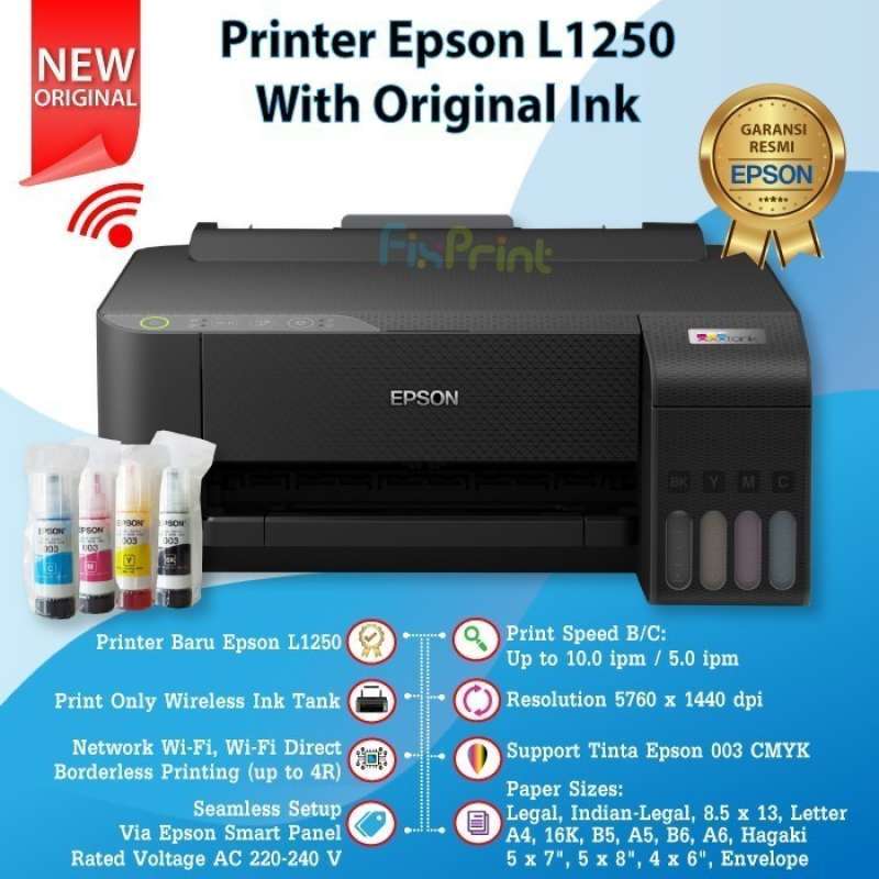 Promo Epson Ecotank L1250 A4 Wi-fi Ink Tank Printer - Epson L1250 ...