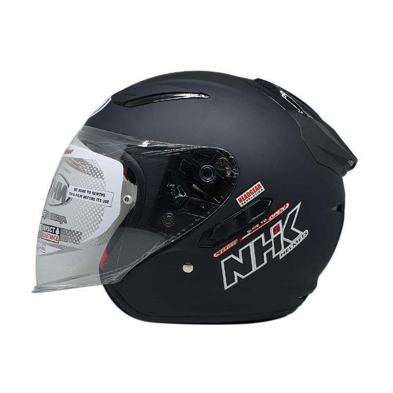 Jual HELM NHK R1 HITAM DOFF DOUBLE VISOR HALF FACE BLACK DOFF M di Seller PAKE HELM