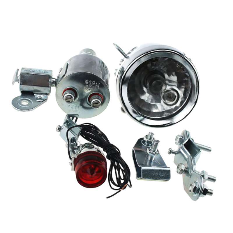 Promo Bike Motorized Friction Generator Dynamo Headlight Tail Light Kit 12VDC 6W Diskon 33 di