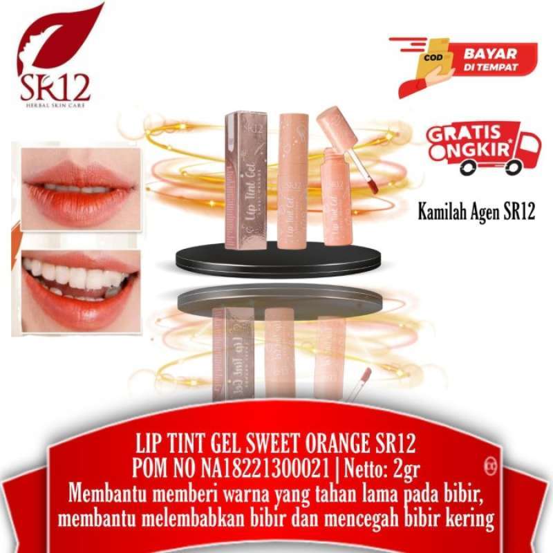 Promo Lip Tint Gel Sr12 Orange, Tekstur Ringan Dan Tahan Lama
