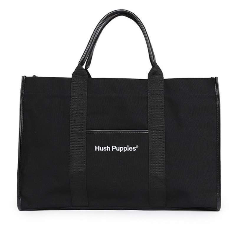 Promo Hush Puppies Canvas Tote Bag Big In Black Black Diskon 6 di