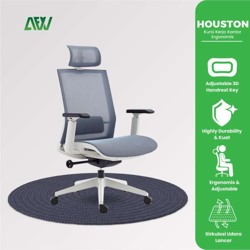 Jual HOUSTON Ergonomic Chair Office Working Excecutive Mesh Kursi