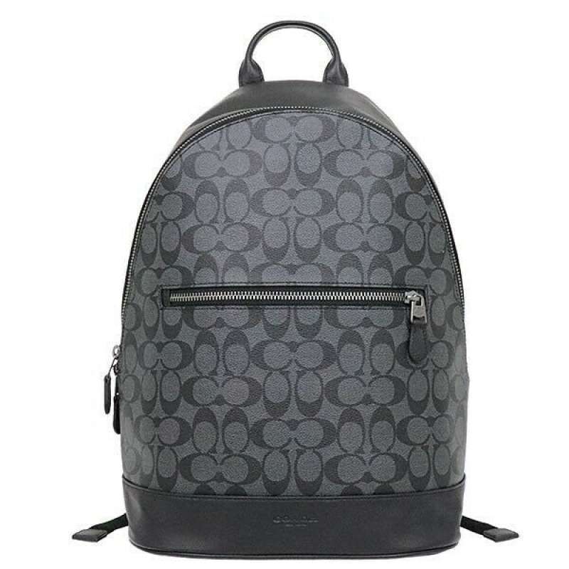 Jual Coach F78756 West Slim Backpack in Signature Canvas Charcoal/Black