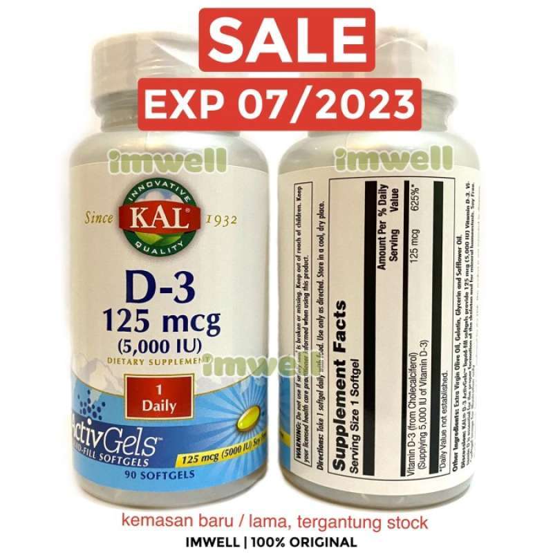 Promo Vitamin D3 5000 iu KAL Vit D 3 5000iu Imunitas Tulang Flu Osteoporosis Diskon 33 di