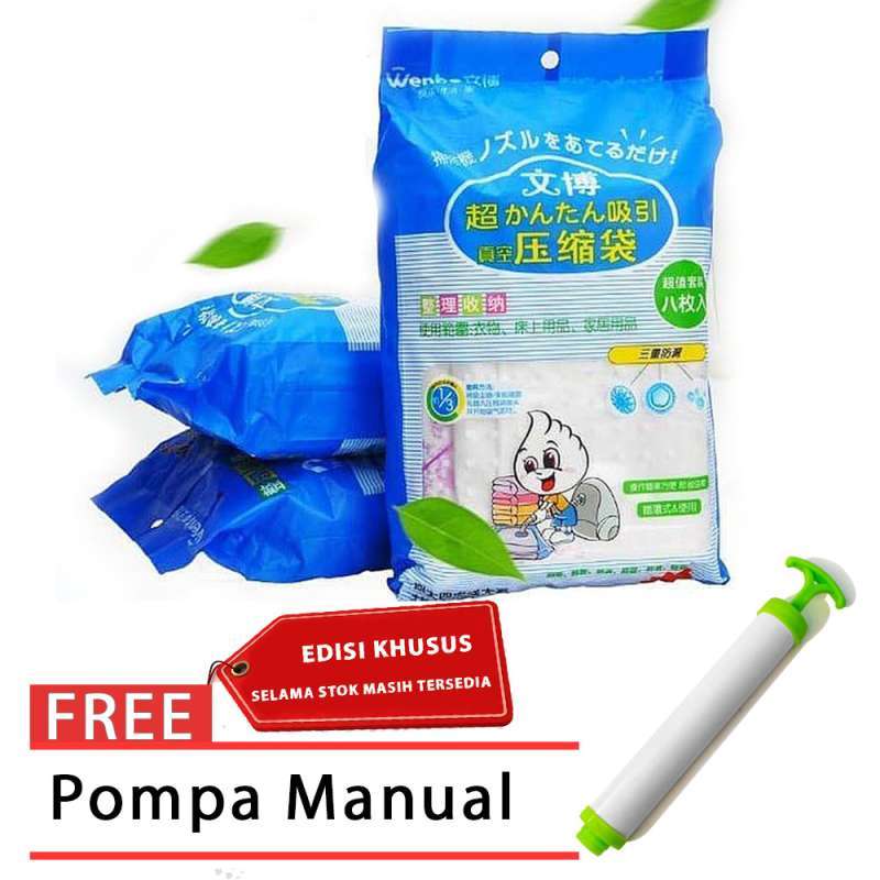 Jual Vacuum Bag Isi 8 + Free Pompa Manual Vakum Bag Vacum Bag Di Seller