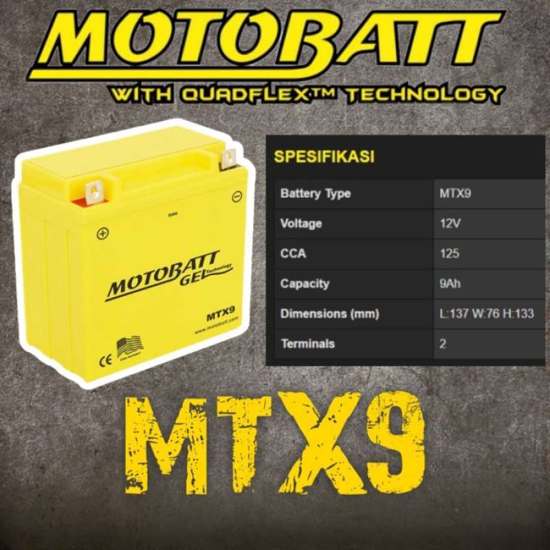 Promo MTX9 MOTOBATT AKI KERING MOTOR BAJAJ PULSAR 180 Diskon 23% di