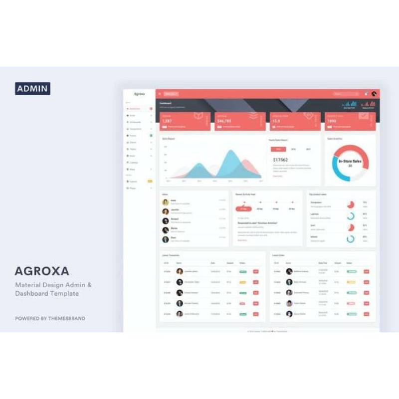 Jual Template Admin Agroxa Material Design Admin Dashboard Template di ...