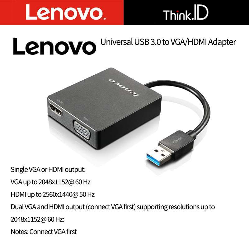Jual LENOVO USB 3.0 to VGA/HDMI Adapter 4X90H20061 di Seller Think.id Official Store Think.ID