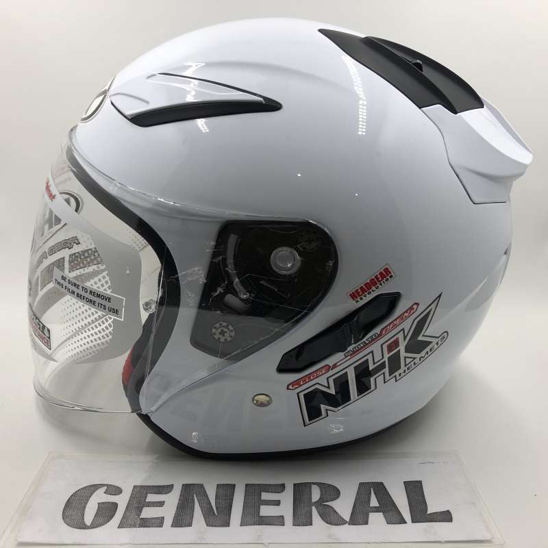 Jual Helm NHK R1 Solid Polos White Putih Double Visor Half Face L White di Seller General