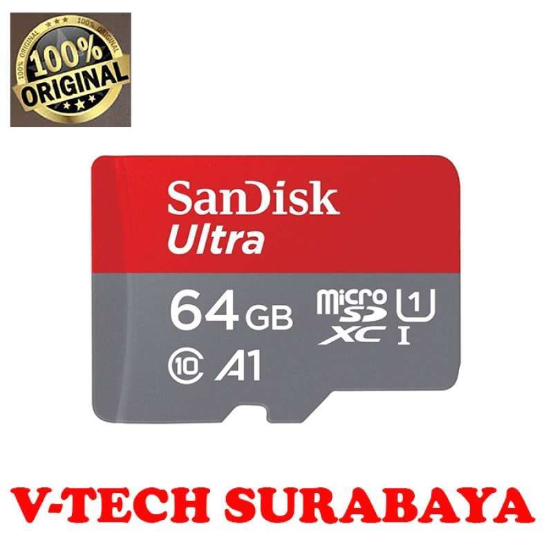 Jual VTECH SURABAYA SANDISK ULTRA MICRO SD MICROSD A1 64 GB SPEED