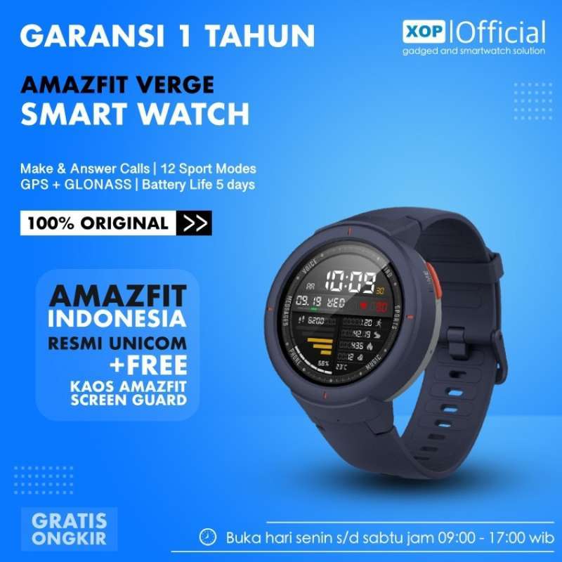 Jual Amazfit Verge Smartwatch AMOLED Screen Make & Answer Calls