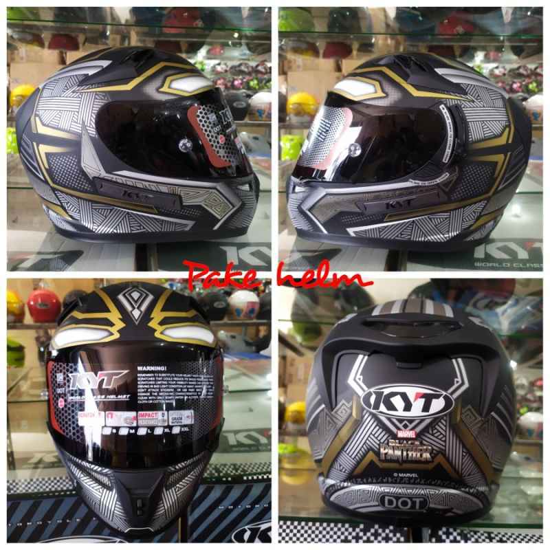 Jual HELM KYT K2 RIDER BLACK PANTHER BLACK DOFF GOLD HELM KYT FULL FACE
