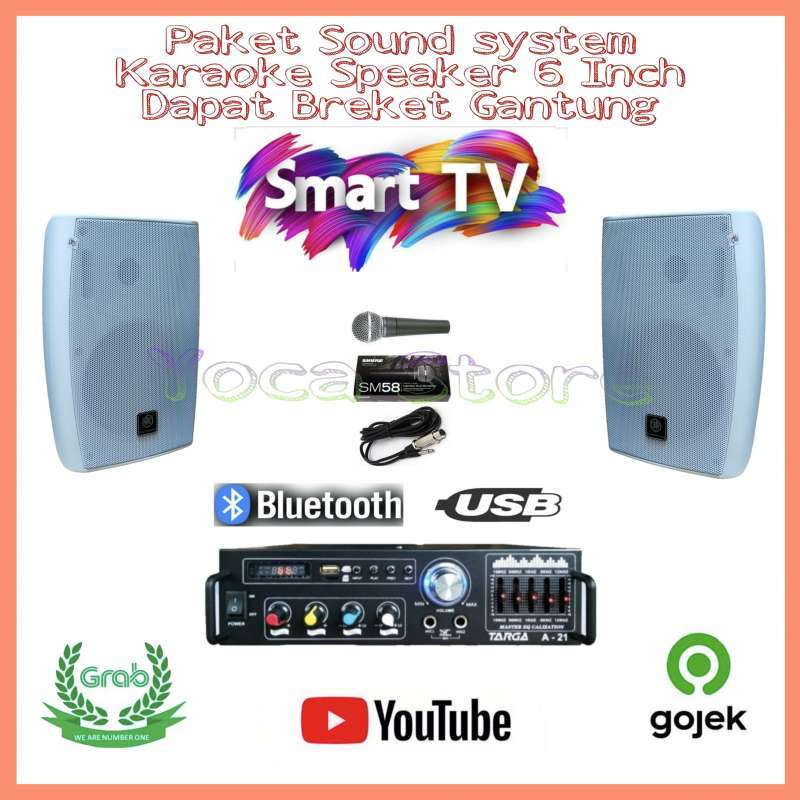 Jual Paket Sound System Karaoke Speaker 6 Inch Connect Amplifier Bluetooth Smart Tv di Seller