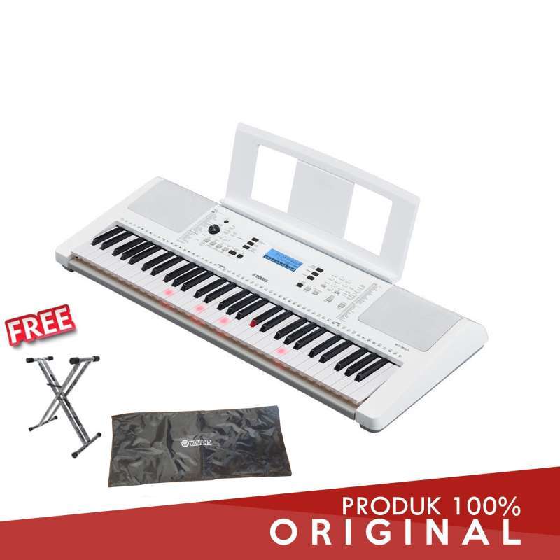 Jual YAMAHA KEYBOARD EZ300 WHITE + COVER + STAND KEYBOARD di Seller