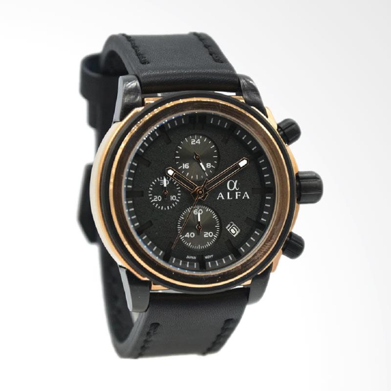 Jual Alfa Leather Strap Jam Tangan Pria - Hitam Ring 