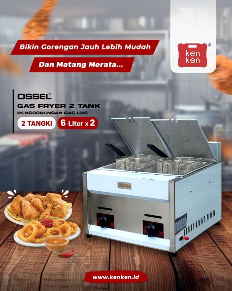 Jual TERMURAH Gas Fryer 2 Tangki Penggorengan Kentang Gas Deep Fryer