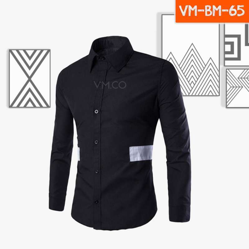 Promo Kemeja Pria Casual Formal Lengan Panjang Versado Mode Solid Hitam