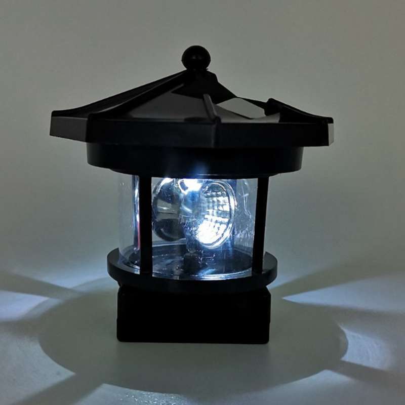 Solar Led Rotating Lighthouse Light Garden Yard Lawn Lamp Lighting