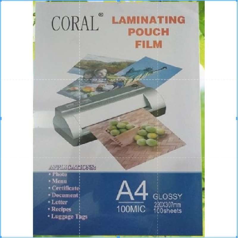 Jual Plastik Laminating A4 Coral 100 mic Glossy 220 x 307 mm 100 sheets
