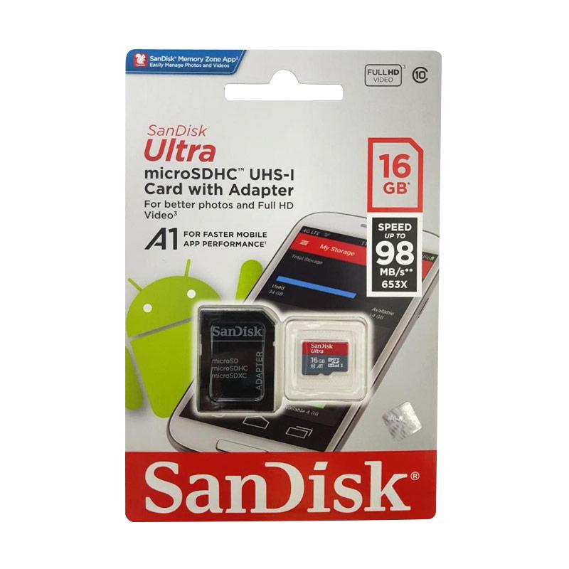 Jual SanDisk Ultra Micro SD UHS-I A1 Memory Card [16GB/ 98