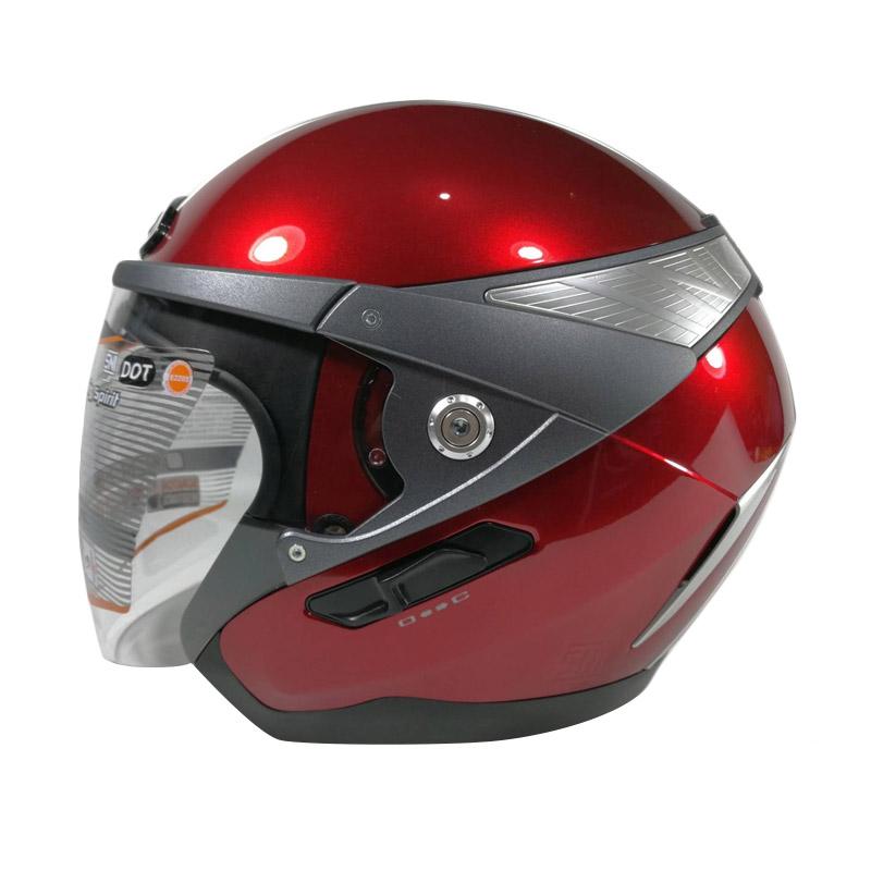 Jual INK Metalico Solid Double Visor Helm Half Face Red Maroon XL