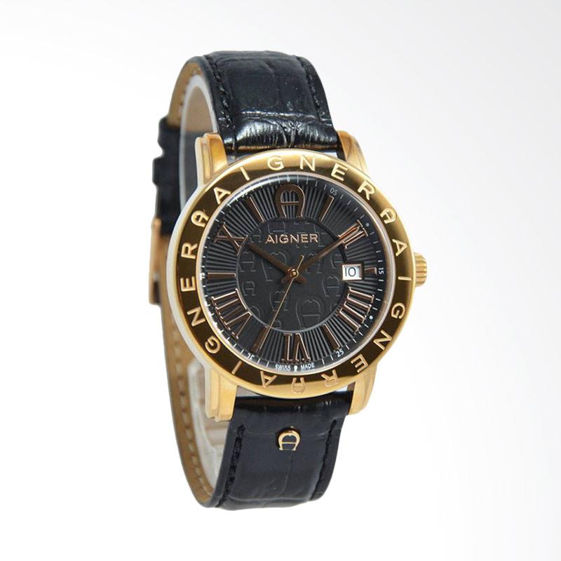 jual aigner linate leather jam tangan pria black jual aigner linate leather jam tangan pria black