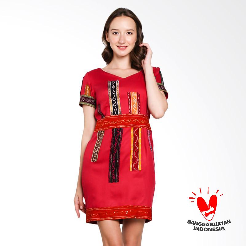 Jual Lombang Batik Tempel Tangan Pendek Dress - Merah