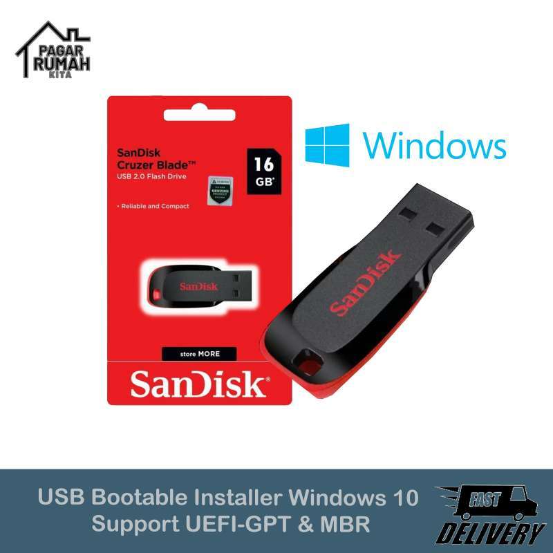 Jual SANDISK USB Bootable Installer Windows 10 Pro 64bit Support UEFI