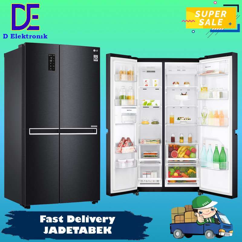 Jual KULKAS SIDE BY SIDE LG GCB247SQUV 687 LITER INVERTER MURAH BLACK