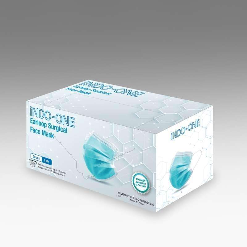 Jual INDO-ONE 3 ply Earloop Surgical Face Mask [50 pcs/ Box] di Seller ...