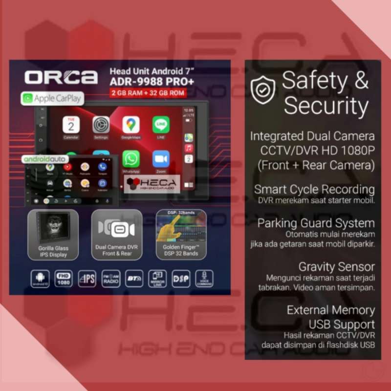 Jual Orca Adr-9988 Pro+ Android 7 Pro Plus Head Unit Double Din Mobil ...