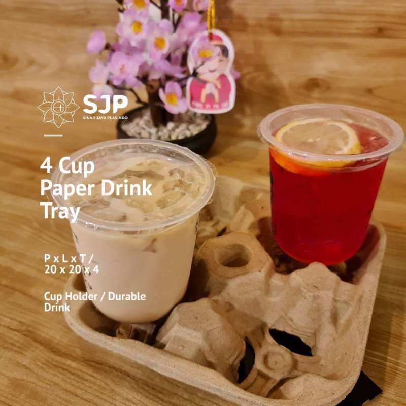 Jual 4 CUP TRAY PAPER DRINK - TATAKAN MINUMAN KERTAS- NAMAPAN KERTAS ...