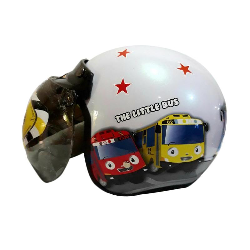 Jual JP Helmet Retro Kids Tayo The Little Bus Helm Anak Pearl White
