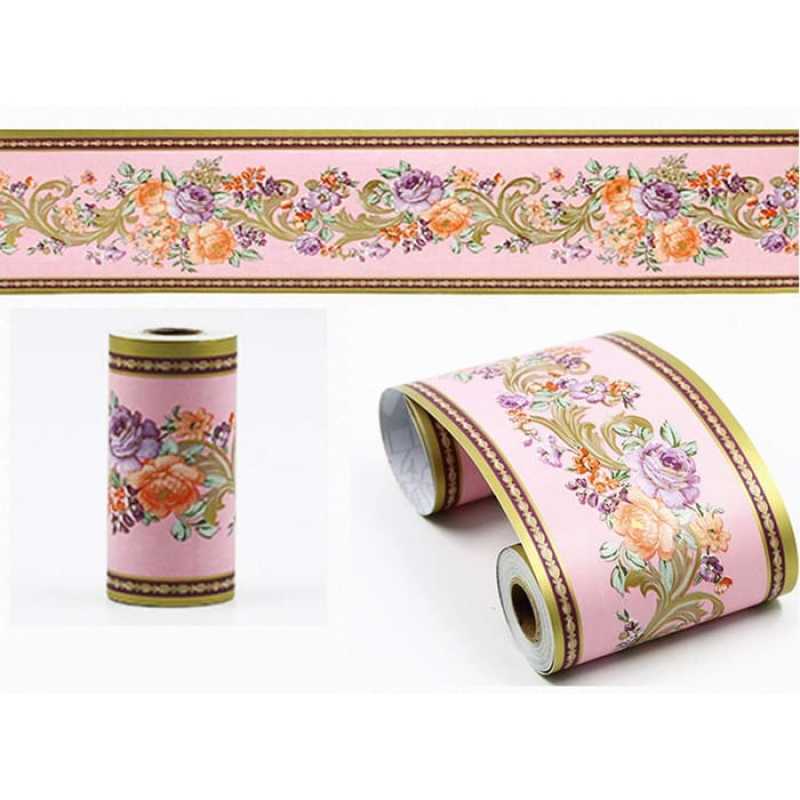 Promo Border list wallpaper border stiker pink bunga cantik 10 m x 10