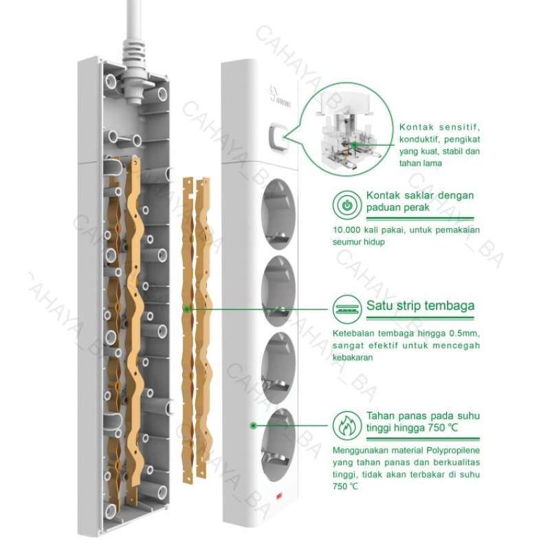 Promo Gongniu Stop Kontak 4 Lubang + Tombol ON OFF Saklar Colokan ...