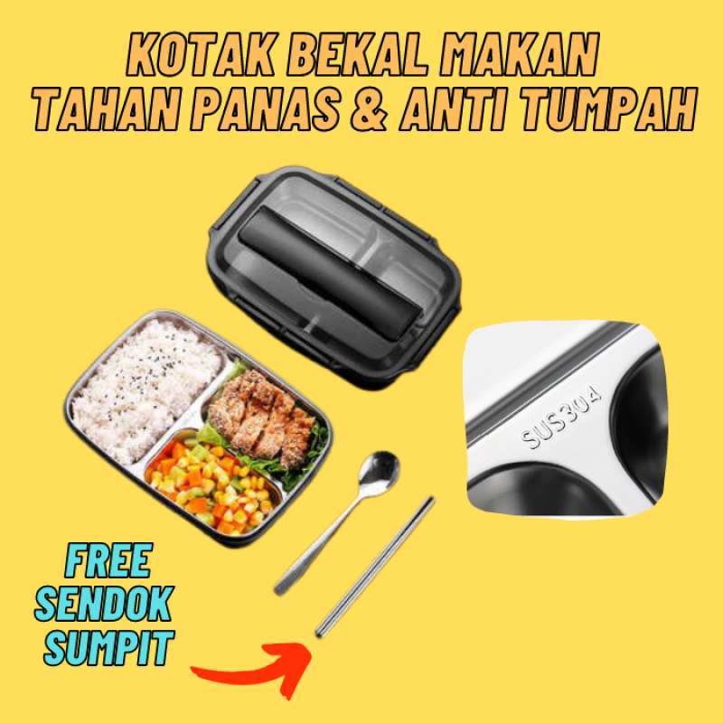 Promo Kotak Makan Bekal Lunch Box Stainless Steel Tahan Panas Anti