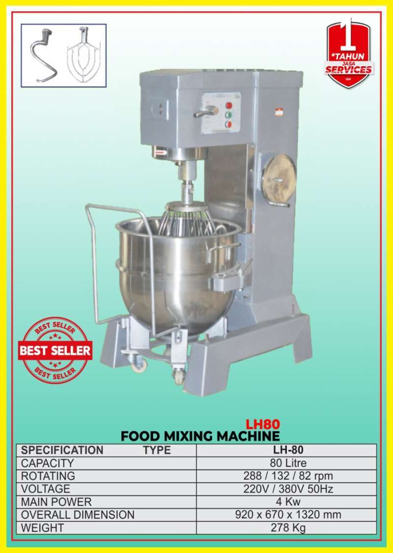 Jual Mixer 80 Liter Dough Mixer Roti Pengaduk Adonan Roti