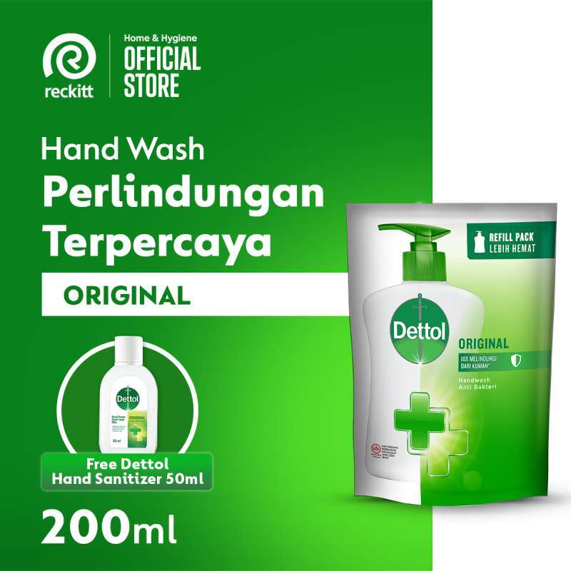 Jual Dettol Original Handwash Pouch [200 Ml] Free Dettol Hand Sanitizer