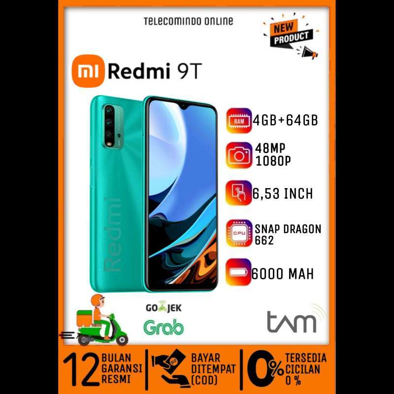 Xiaomi Redmi 9T Smartphone – 64GB, 4GB RAM, 6000 MAh Akku, 48MP Kamera, Dual SIM, Ocean Green