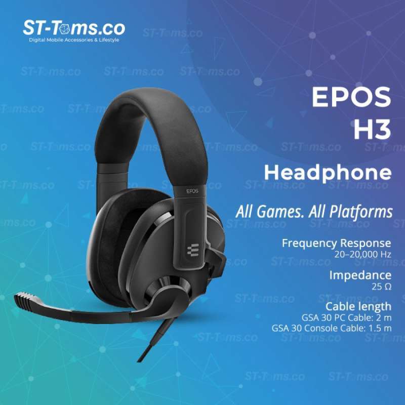 Jual EPOS Sennheiser H3 Closed Acoustic Gaming Headset Putih di